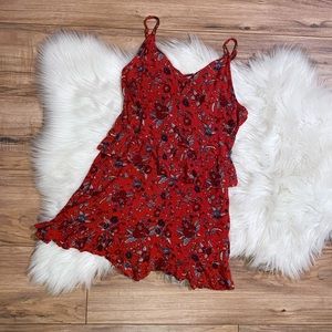 A. Eagle Floral Red, White and Blue Strappy Romper
